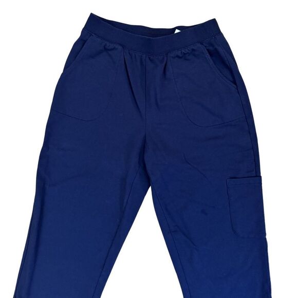 "As Is" Denim & Co. Active French Terry Cargo Capri Pants Navy Blue - Size Small - Picture 6 of 7